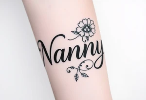 Word Nanny with flower
 tattoos tattoo idea