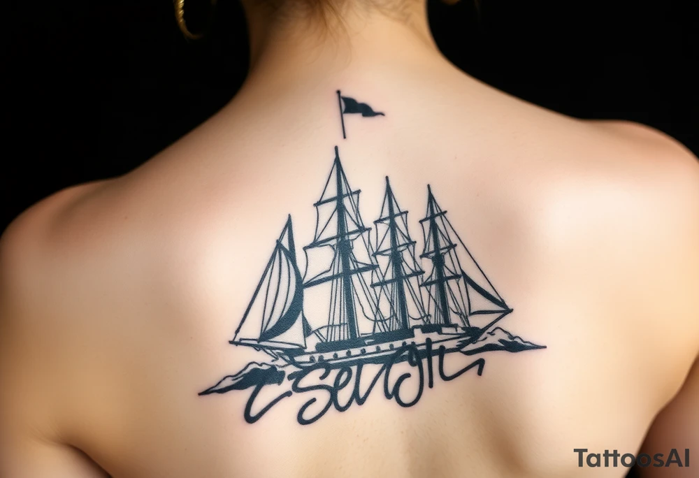 Sails of Scampia ruined and covered in graffiti, large tattoo, lower back area tattoo idea