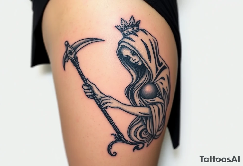 Queen, reaper, scary, pretty tattoo idea