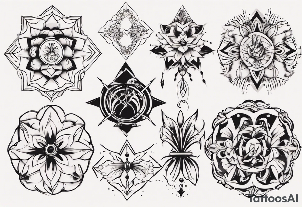 Minimalist Ornemental delicate tattoo idea