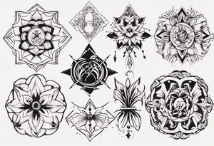 Minimalist Ornemental delicate tattoo idea