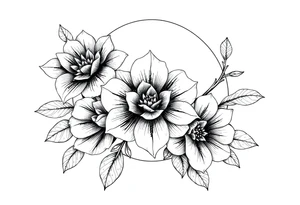 moon-shaped flowers tattoo idea