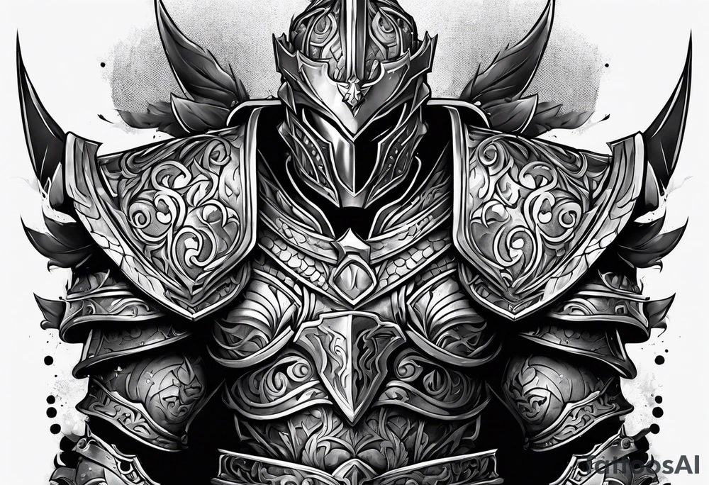 Armor for upper arm and chest tattoo idea