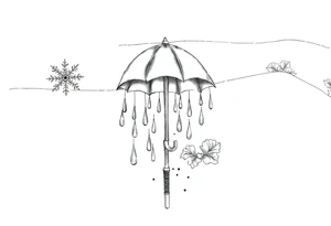 A snowflake melting and turning into rain drops and the rain drops cascading over and umbrella tattoo idea