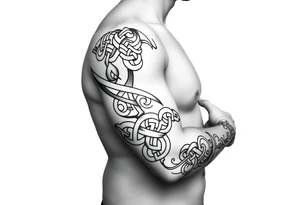 Māori style Celtic tribal knots
and bands black and white shading sleeve simple tattoo idea