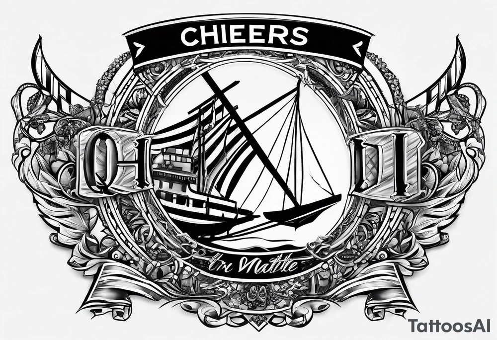 Cheers Mate text, armband +Cancer Ribbon tattoo idea