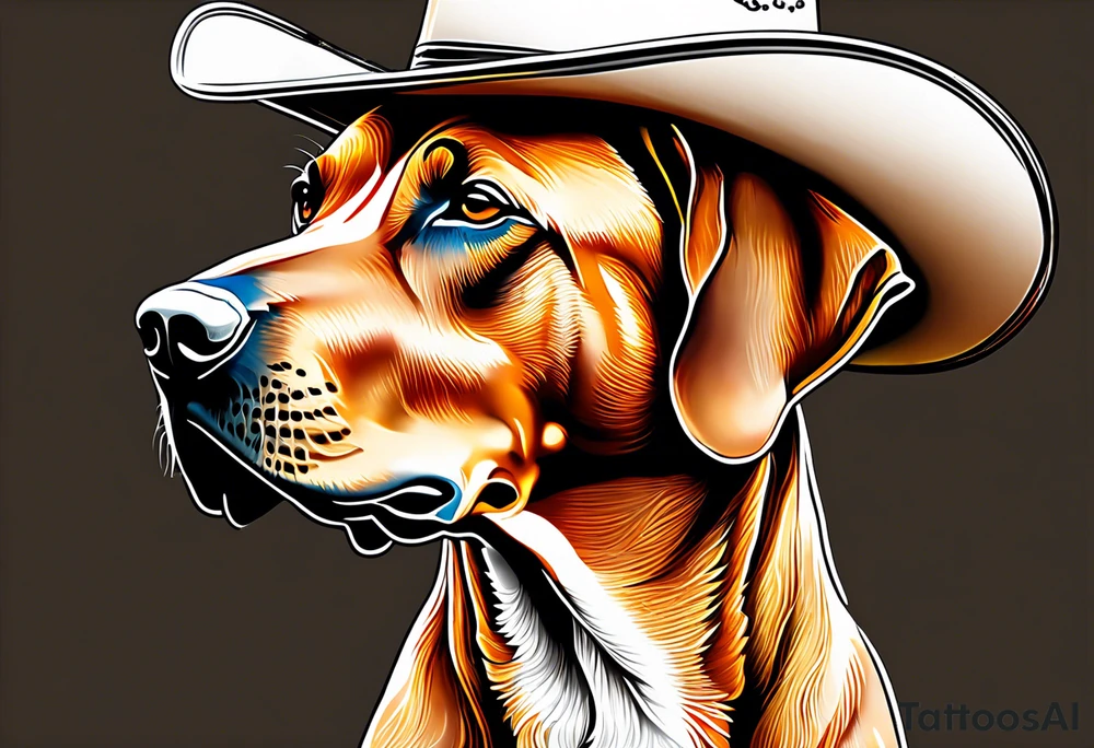 Rhodesian ridgeback with cowboy hat tattoo idea