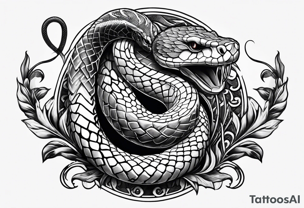 Snake with horned head tattoo idea