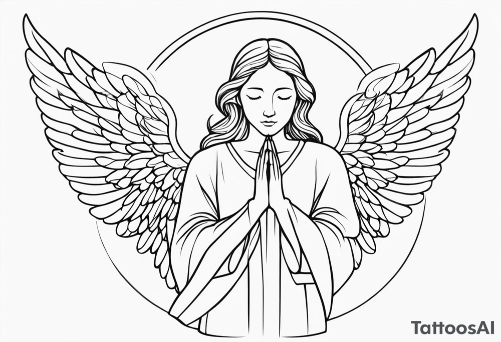 Angel with prayer hands tattoo idea