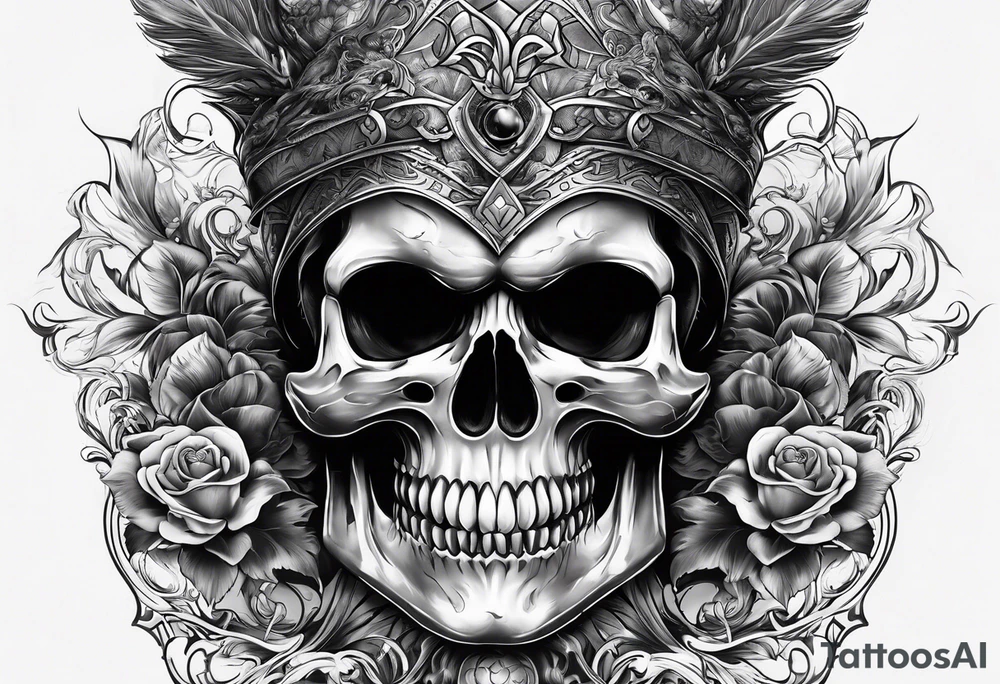 demonic skull tattoo idea