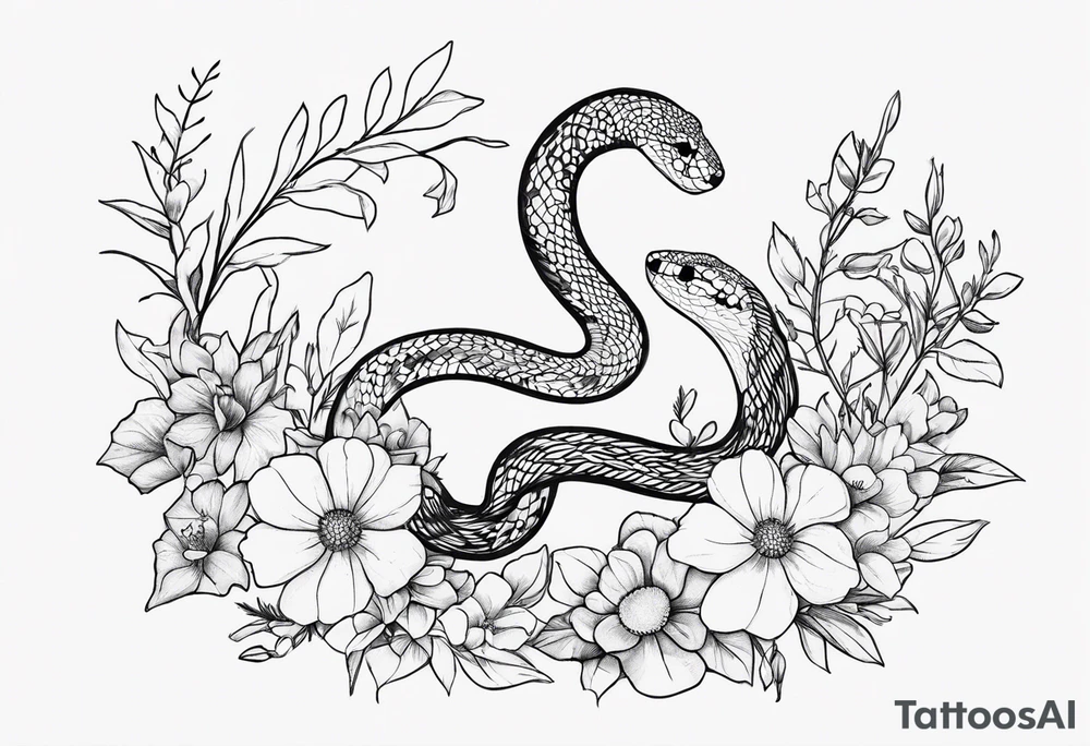 Snakes and wildflowers tattoo idea