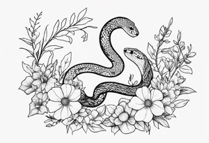 Snakes and wildflowers tattoo idea