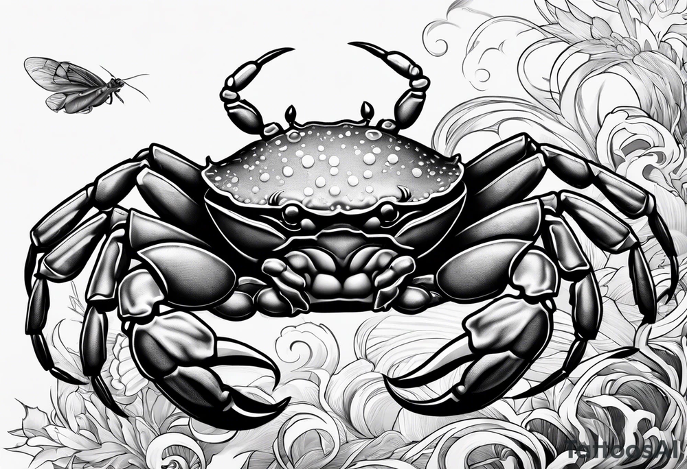 Crabs en blanco en negro con numero 69 tattoo idea