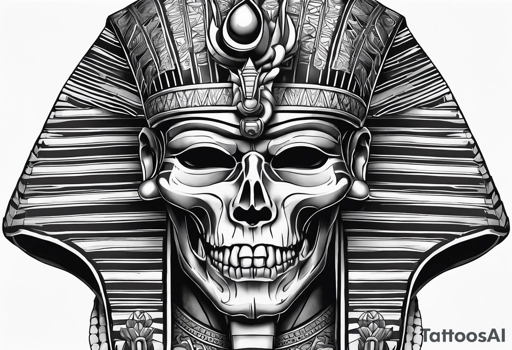 pharaoh skull realistic tattoo idea