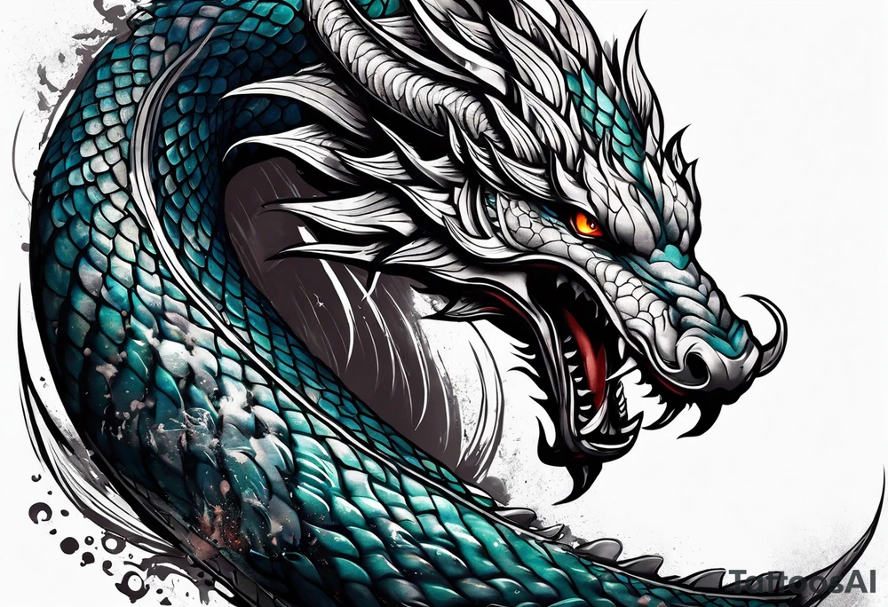 a Sleeve tattoo Jörmungandr the World Serpent, as depicted in God of War. tattoo idea
