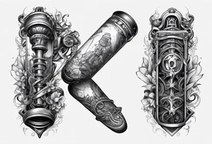 Broken suspension components inside human leg tattoo idea