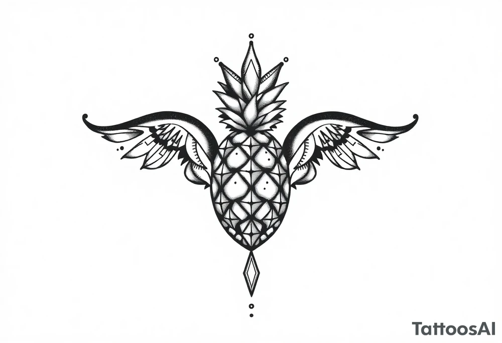 Design around a vagina and anus using a  pineapple with diamonds  and magestic, crown, vagina, anus, pubic tattoo idea