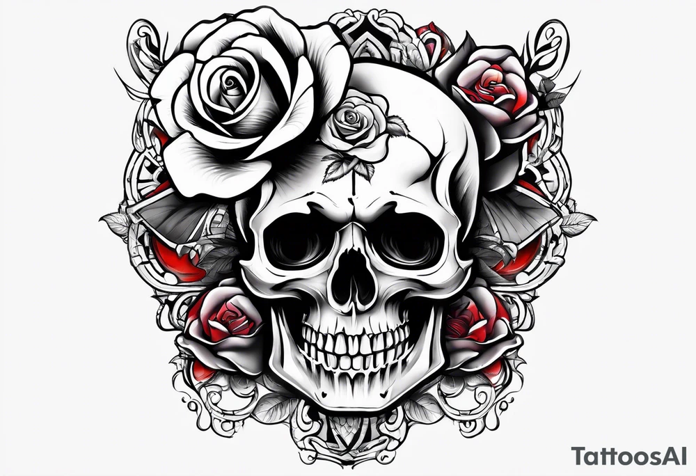 Skull and rose tattoo idea