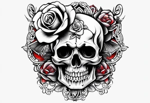 Skull and rose tattoo idea