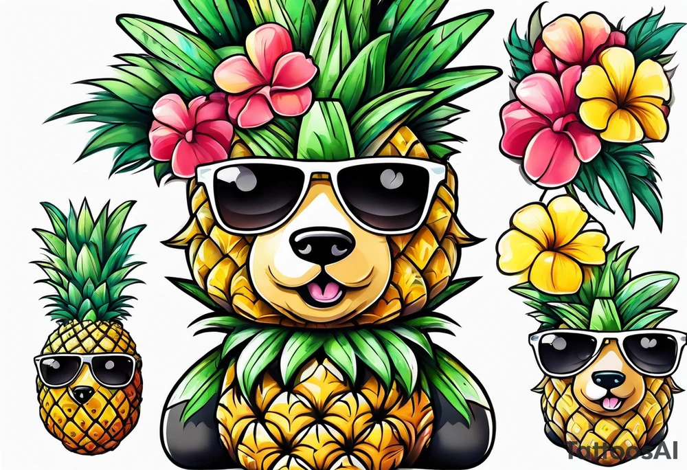 Cute Pineapple bear tattoo idea