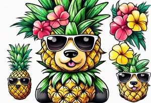 Cute Pineapple bear tattoo idea