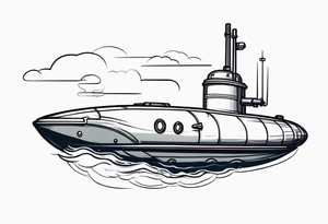modern submarine surfacing slight left turn tattoo idea
