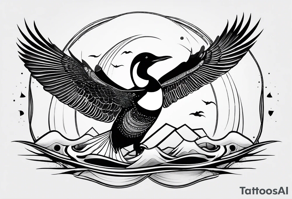 loon flying abstract tattoo idea