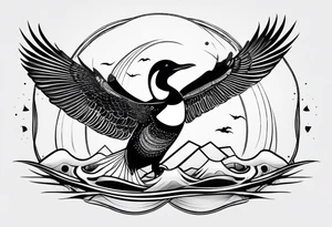 loon flying abstract tattoo idea