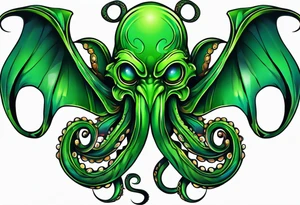 Electric octopus peaceful green gargoyle tattoo idea