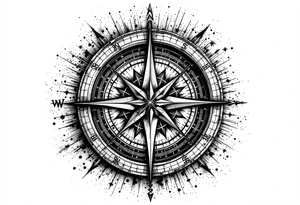 A compass that has a significance to Africa or Nigeria. On the top of the compass write a random longitude. On the bottom of the compass write out a random latitude tattoo idea