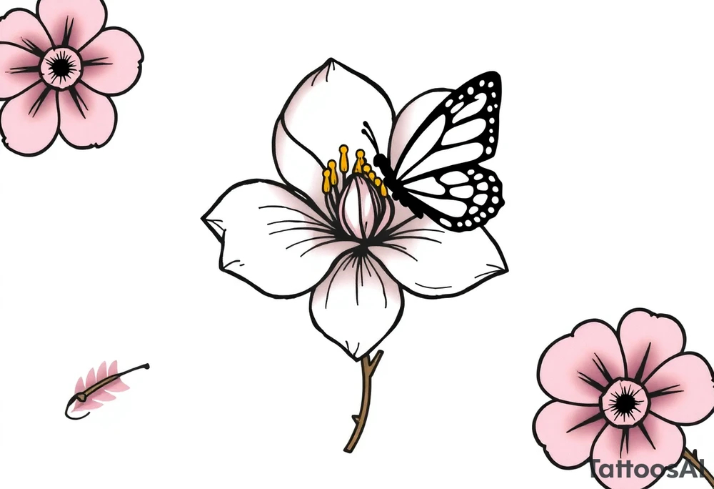 Magnolia flower, butterfly, Mississippi tattoo idea