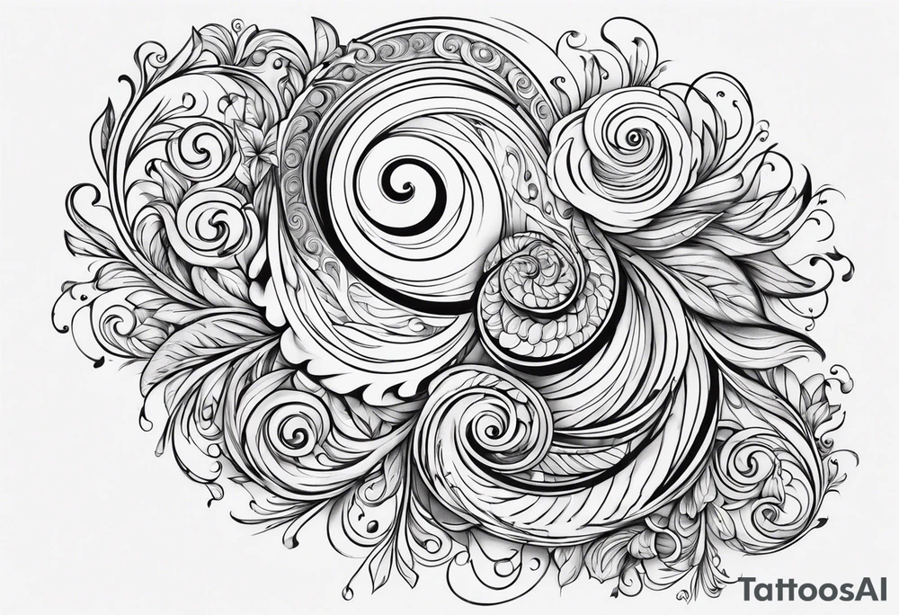 Swirls and whirls from fingers to elbows tattoo idea
