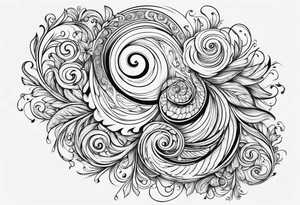 Swirls and whirls from fingers to elbows tattoo idea