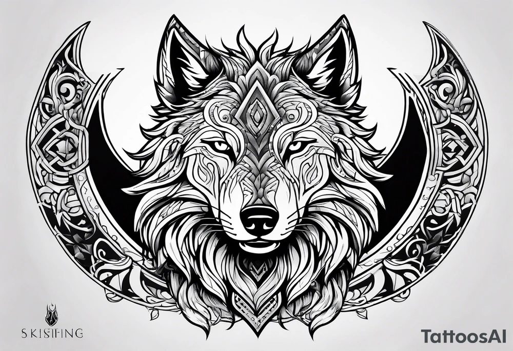Viking wolf in a Viking style tattoo idea