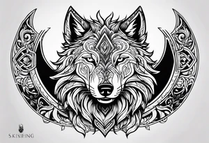 Viking wolf in a Viking style tattoo idea