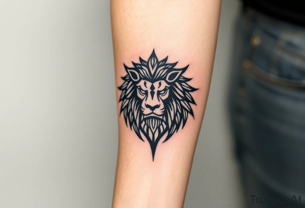 Lion in Egyptian theme tattoo idea
