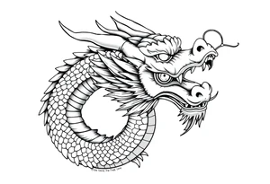 Beautiful asian dragon with a soft face tattoo idea