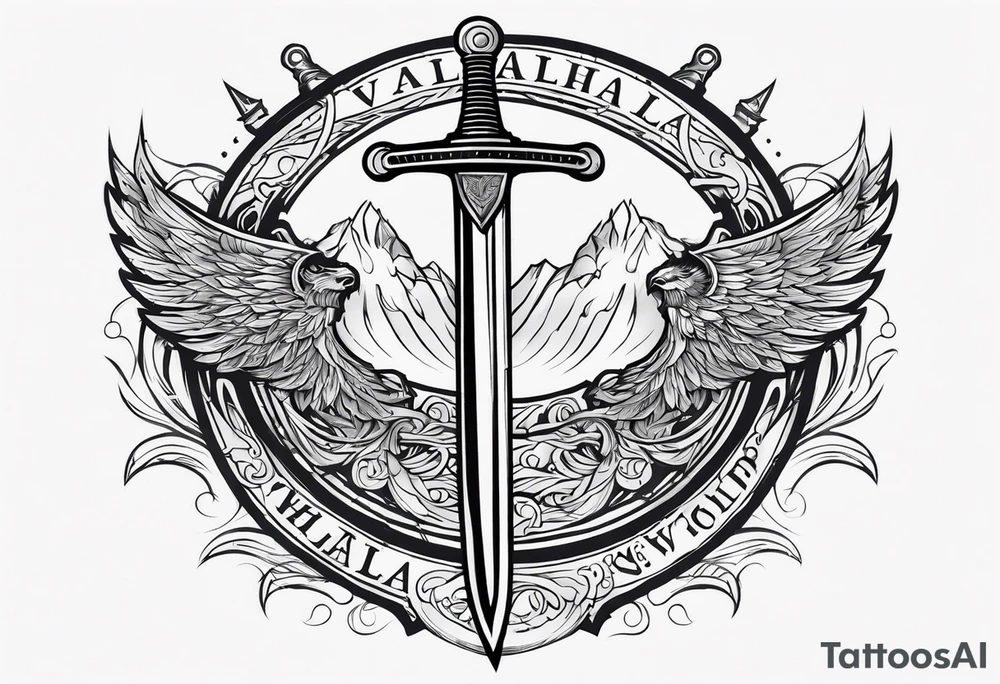 Valhalla sword ship shield tattoo idea