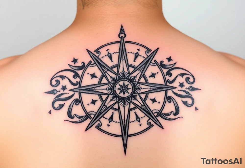 A symbol of strength, “family first”, mortality, nautical star, mental health healing, cancer astrological sign tattoo idea