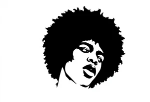 Jimi hendrix, afro, silhouette, looking straight ahead tattoo idea