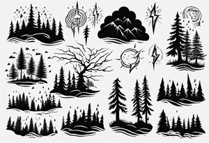 lightning storm over forest tattoo idea
