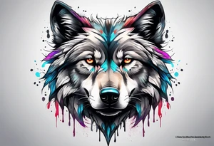 Leaking painted Wolf tattoo idea