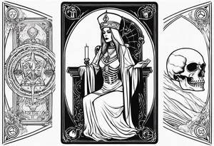 High priestess as a skeleton tarot card tattoo idea