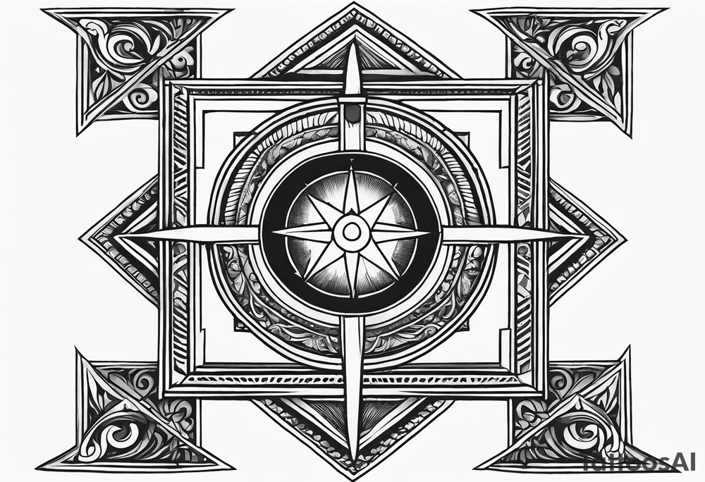 free masonry symbol , rectangle tattoo idea