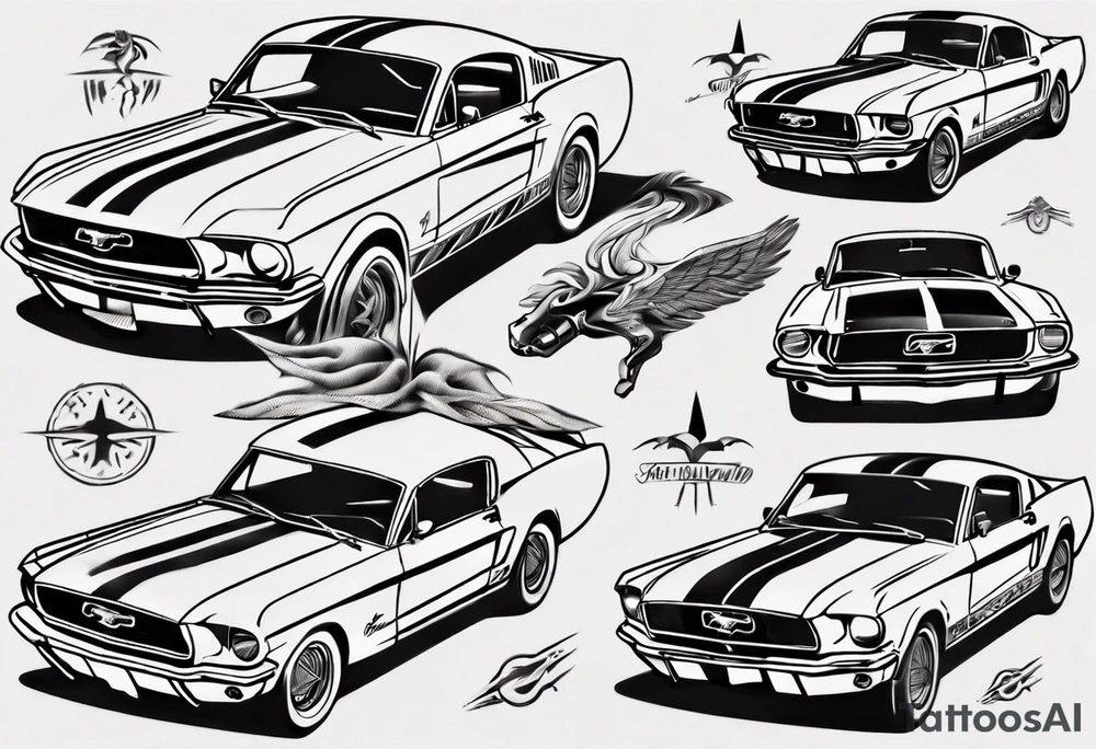Vintage classic ford mustang tattoo idea