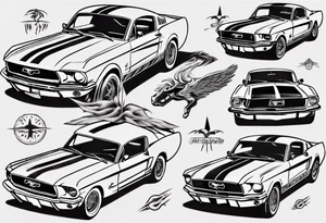 Vintage classic ford mustang tattoo idea
