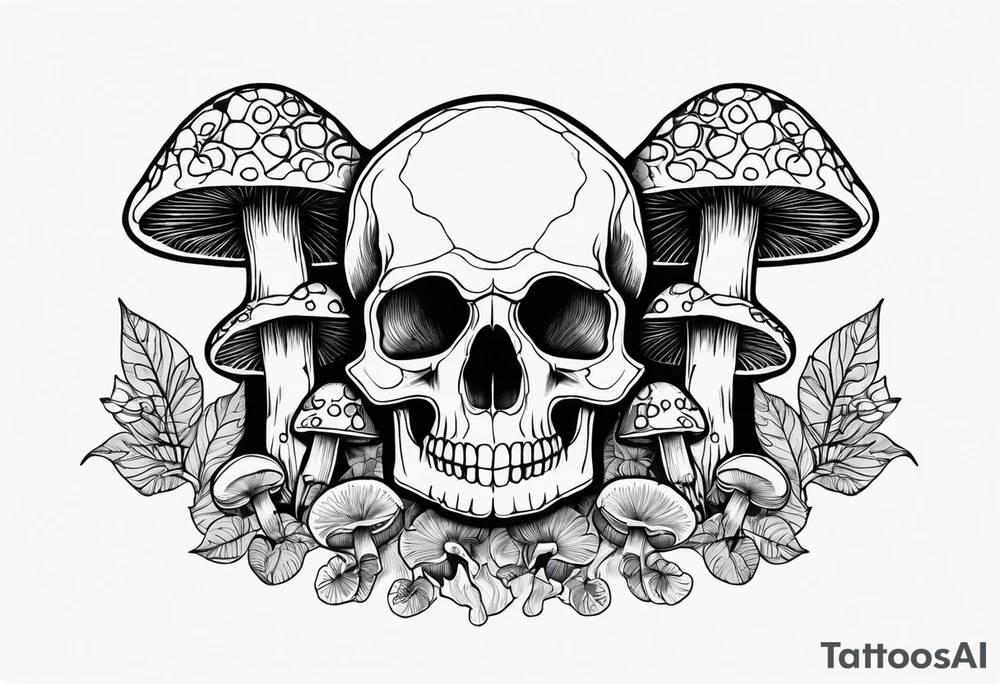 Skull magic mushrooms tattoo idea