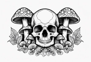 Skull magic mushrooms tattoo idea