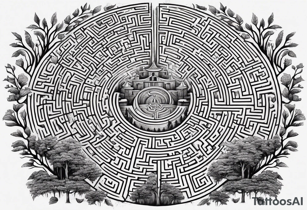 a labyrinth made out of a tree tattoo idea