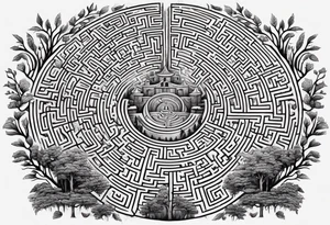 a labyrinth made out of a tree tattoo idea